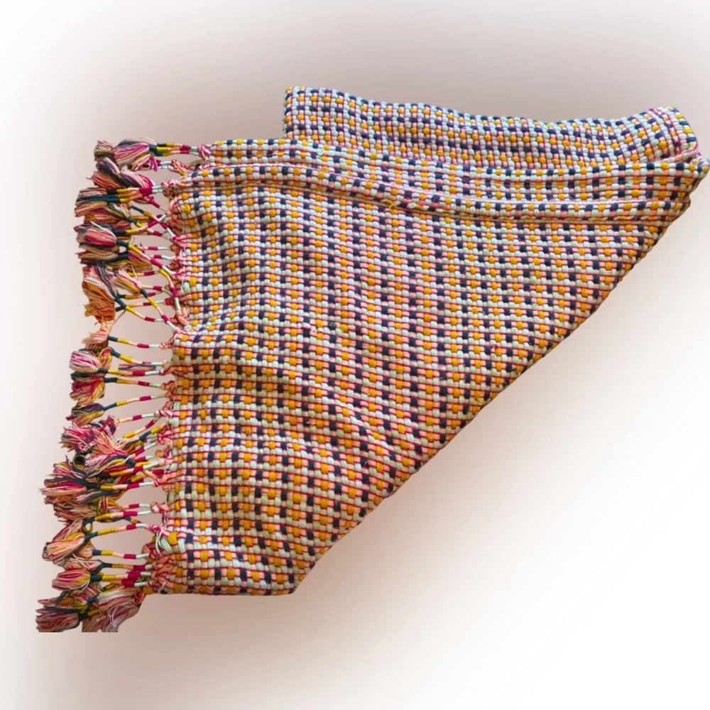 Anthropologie Multicolor Tasseled Sheila Throw Blanket OS